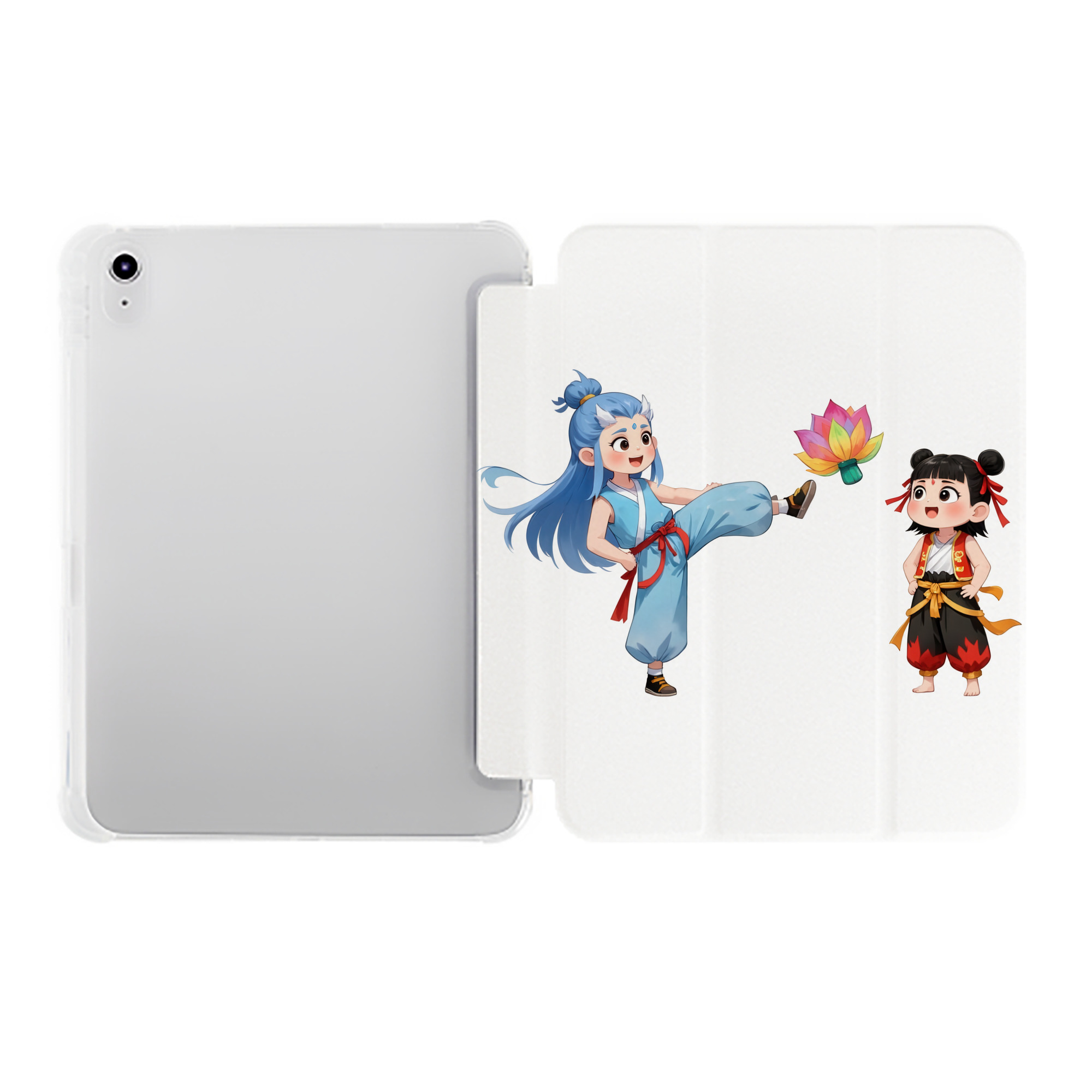 （画像用） Ne Zha 2 ナタ 魔童の大暴れ IPad ケース ペン収納付き 三つ折りスタンド PUレザー×シリコン 対応機種9.5/10.5/10.9インチ